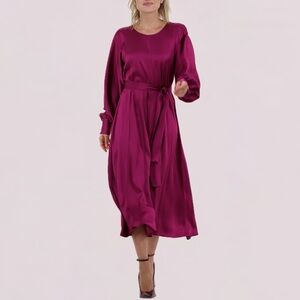 Beatrice .b Belted Satin Dress - Magenta